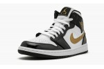 JORDAN AIR JORDAN 1 MID SE Black Gold Patent Leather